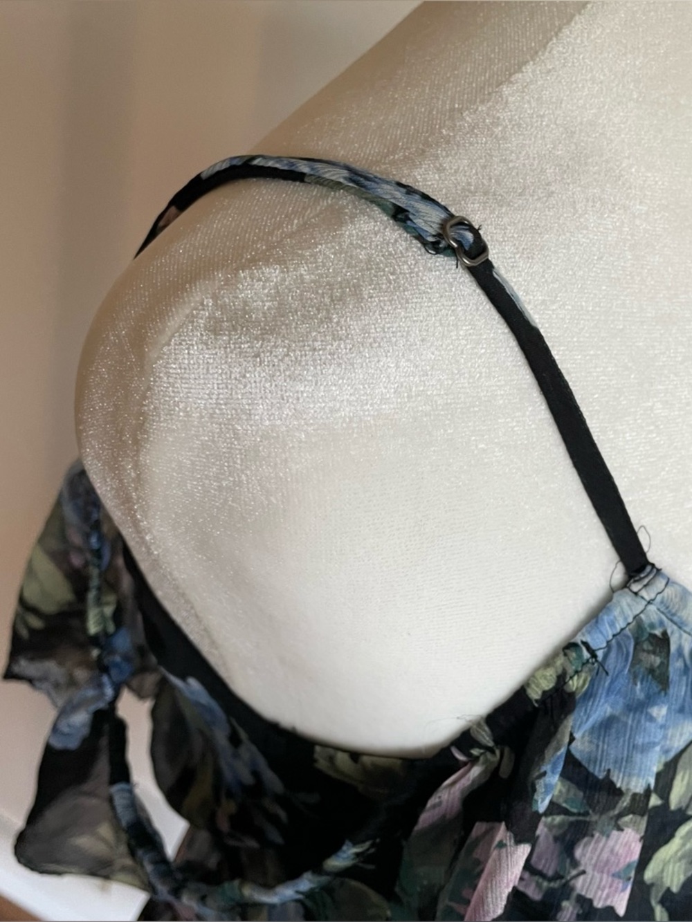 Abercrombie & Fitch Floral High Low Dress XS "Like New" Blue Black Lilac - Picture 8 of 16